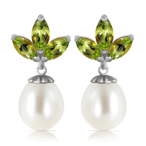 14K.SOLID GOLD DANGLING EARRINGPEARLS & PERIDOTS